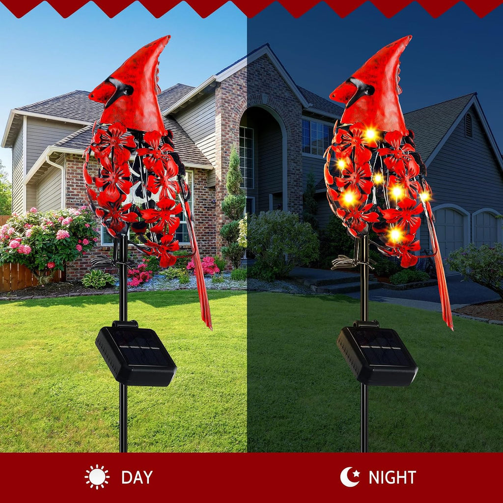 1 Pcs Cardinal Gift Decor Cardinal Solar Lights for Outside Garden Stake Metal Red Bird Solar Lights Gift Outdoor Stake Grave Patio Yard Lawn Porch Cemetery Decoration for Mom Grandma Women