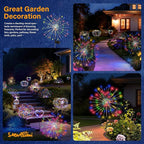 Solar Garden Lights Outdoor Decorative, 2pack 120 LED Firework Lights Waterproof，Solar Fairy Lights for Outside,Garden,Yard, Patio,Pathway,Flowerbed,Party(Multicolor)