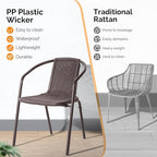 VINGLI PE Rattan Outdoor Dining Chairs Set of 4, Plastic Stackable Patio Chairs for Indoor, Porch, Restaurant, Garden, Brown