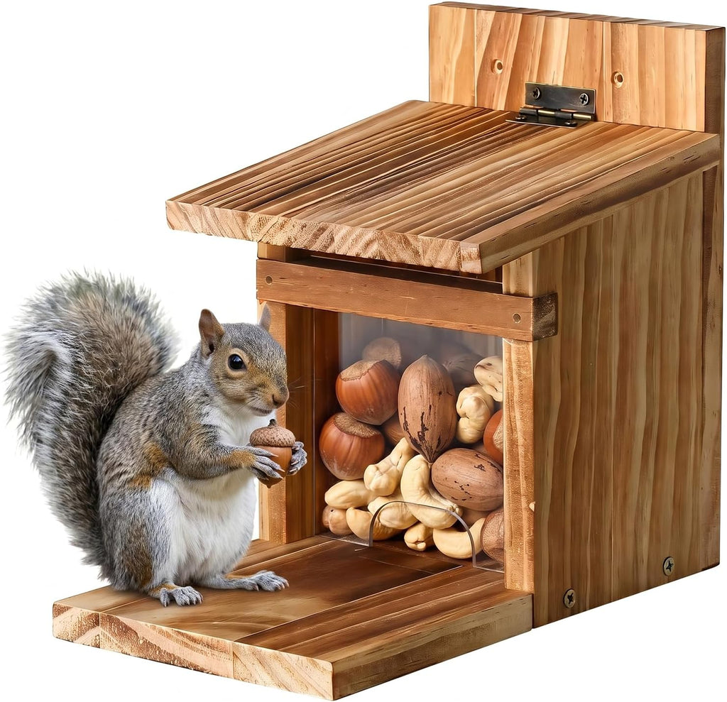 Squirrel Feeders for Outside, Squirrel House for Outdoor - Squirrel Food for Backyard, Chipmunk Feeder, Squirrels Hold Corn & Corn Cob & Peanuts (Brown)
