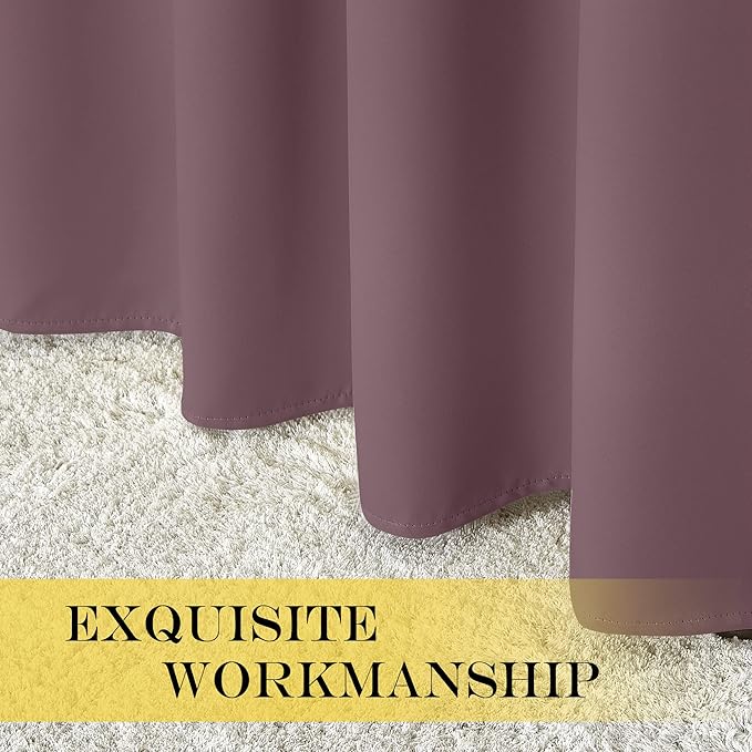 NICETOWN Blackout Curtains 120 inch Length for Sliding Glass Door, Grommet Thermal Insulated Room Darkening Sound Reducing Drapes for Room Divider, 1 Panel, W52 x L120, Dry Rose