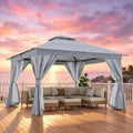 lausaint home 12x12 gazebo canopy with netting, curtains, main product view