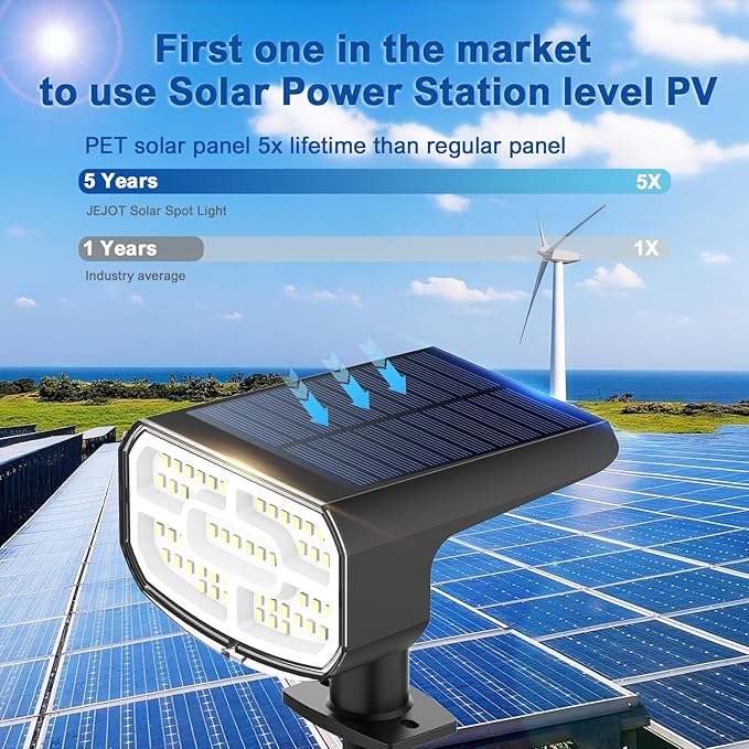 Solar Spot Lights Outdoor Waterproof IP65,4 Pack,Cool Light,2 Lighting Modes Selectable, Solar Powered Yard Garden Solar Spot Lights for Outside Landscape Auto On/Off