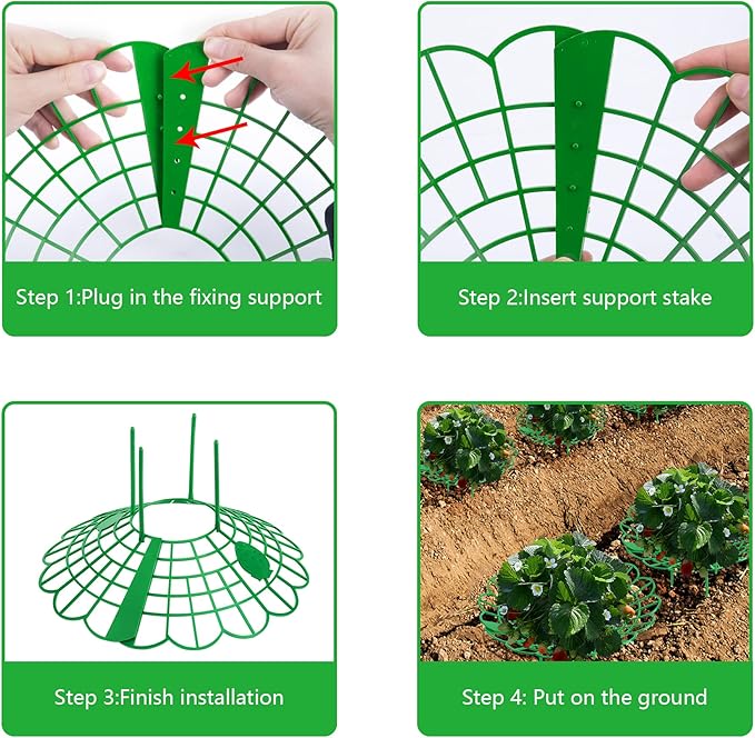 Iceyyyy 10 Pack Strawberry Plant Stand Supports-Strawberry Plant Support Stand Rack with 4 Support Feets-Growing Frame Holder Cage to Keep Berries Clean and Prevent Rot(10 Pack)