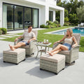 5-Piece Small Patio Furniture Set, Outdoor Swivel Rocking Chairs Set with Ottomans, Patio Bistro Set for Balcony, Deck, Porch, Khaki