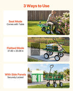 vevor 500 lbs steel garden cart with work showing dimensions