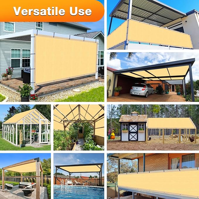 Artpuch Outdoor Pergola Shade Cover 7x18 FT Sun Shade Cloth with Grommets Sand 90% UV Protection Canopy Patio Privacy Screen (Customized Available)