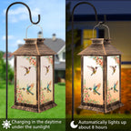 YHmall 5.5 x 13.8 Inch Hummingbird Solar Lanterns Outdoor Waterproof | Birthday Gifts for Women Mom and Grandma, Hanging Decorative Solar Lantern for Garden Yard Lawn Patio Decor