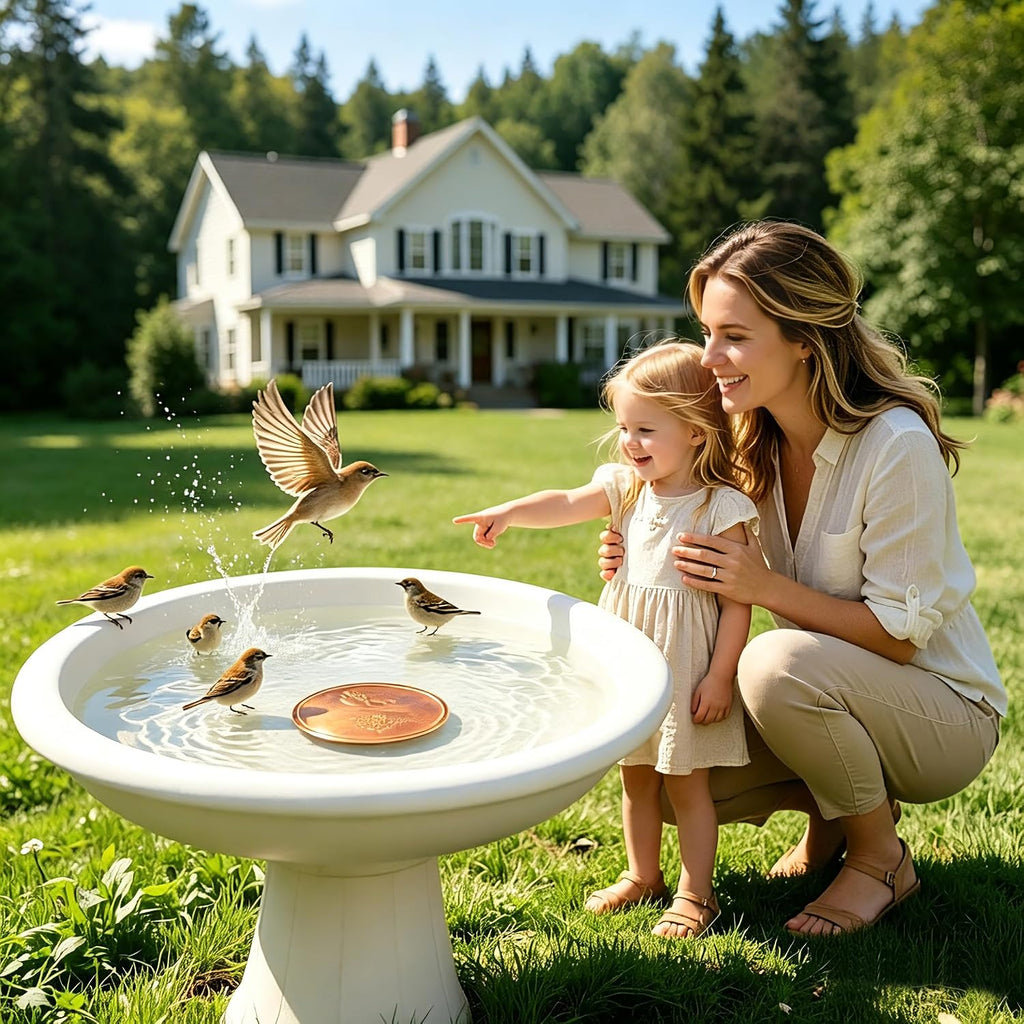 Bird Bath Copper Disk, 99.9% Pure Copper Disc to Keep Water Clean, Physical Safe Water Purification for Garden Birdbaths, Universal Fit for Concrete, Glass & Ceramic Bowls, All-Season Cleaner
