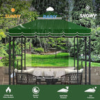 10x10 Canopy Replacement Top Double Tiered Gazebo Cover for Yard, Patio & Garden Durable Sunshade Replacement (Green with lace)