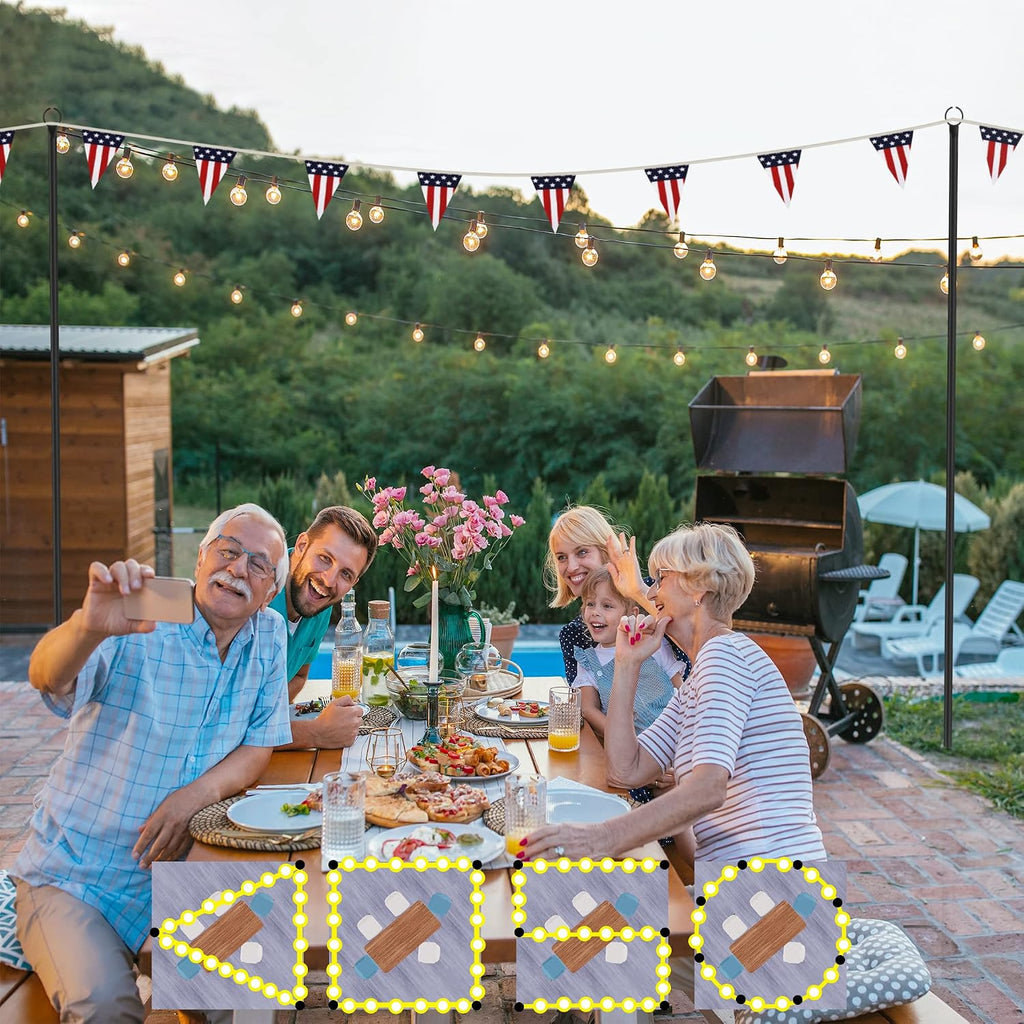 2 Pack String Light Poles for Outside, 10.5 Ft Outdoor String Light Poles for String Lights, Backyard Patio Light Poles for Bistro Party Wedding, Metal Pole for Outdoor String Lights