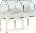 KING BIRD Large Raised Garden Bed with Netting Galvanized Elevated Planter Box with Legs 72×23×55 in for Backyard, Patio, Balcony, 700lb Capacity, Beige