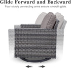 Belord Spacious 11 Pieces Patio Conversation Set - 5-Seater Outdoor Furniture Sectional Sets with Swivel Glider Chairs Set of 4 and Storage Box, Metal Top Coffee Table with Embedded Ottoman Gray