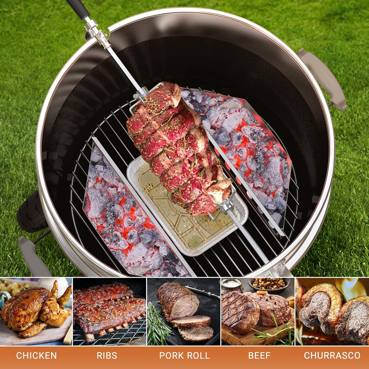 onlyfire 6003 Grill Rotisserie Spit Meat Forks, 1 Pair | For Any Gas/Charcoal Grills, Fits 1/2-Inch & 3/8-Inch Hexagon, 3/8-Inch & 5/16-Inch Square Spit Rods
