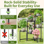 Plant Stand Indoor Outdoor, 6 Tier Metal Flower Shelf for Multiple Plants Corner Tall Floding Flower Holders for Patio Garden Living Room Balcony Bedroom - BlackCircle