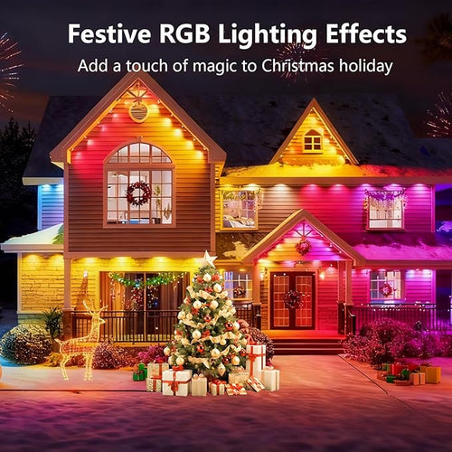 300FT Permanent Outdoor Lights, RGB LED Eaves Lights with IP67 Waterproof, Smart App Remote Control, Music Sync, for Christmas, Party, All Holiday Decorations