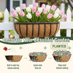 2 Pcs 24 Inch Trough Coco Liner for Window Box, 100% Natural Half Moon Coconut Coir Planter, Replaceable Coconut Fiber Liner for Window Boxes & Fence Flower Baskets (2, 24 inch)