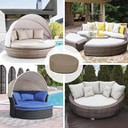 Easy-Going Heavy Duty 600D Outdoor Daybed Cover 88 Inch UV Resistant Patio Round Sofa Cover Waterproof Outdoor Canopy Daybed Sofa Cover with Air Vent 88" Dia x 35"/18" H, Camel