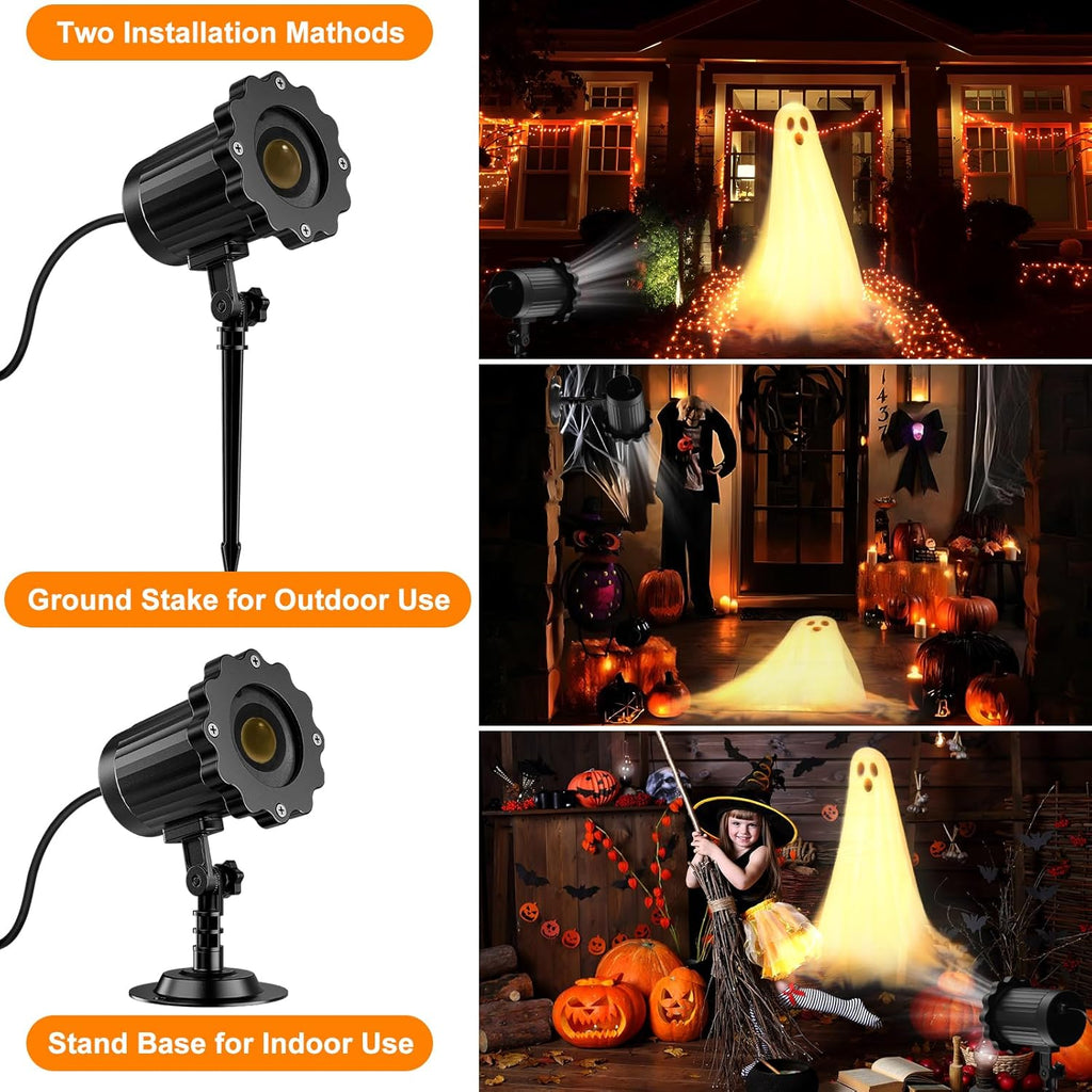 Halloween Projector Lights Outdoor,3D Dynamic Ghost Decorations Light,2026 Upgraded Clearer Ghost HD Patterns,Holiday Light for Home Window Wall Halloween Garage Door Decor