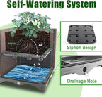 Raised Garden Bed Planter Box with Trellis, 74" Self-Watering Tomato Planters for Climbing Plants Vine Flowers Outdoor Patio, Tomatoes Cage with Wheels, 1Pack
