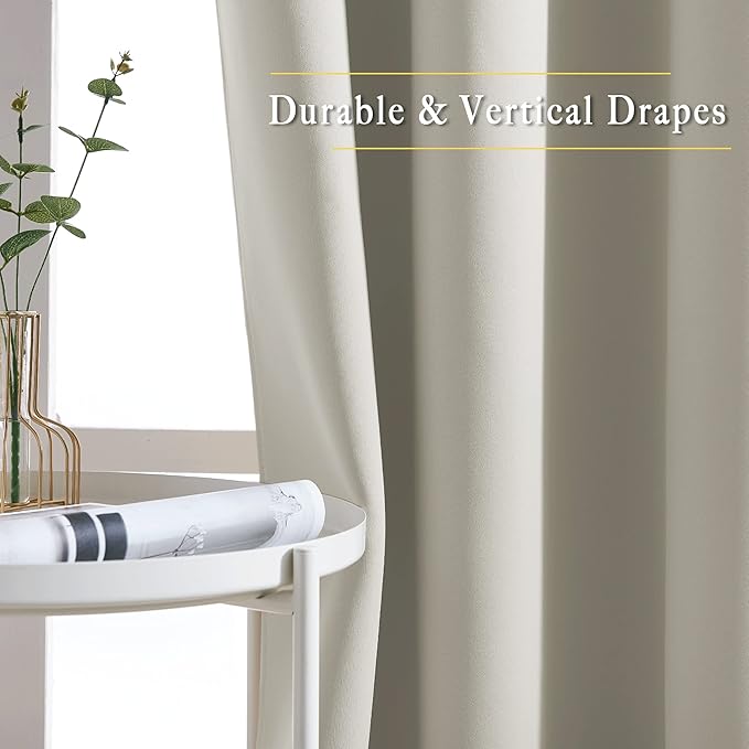 NICETOWN Natural Blackout Living Room Curtain - Grommet Window Treatment Thermal Insulated Solid Room Darkening Drapes Sound Dampening for Bedroom, 1 Panel, W52 x L63