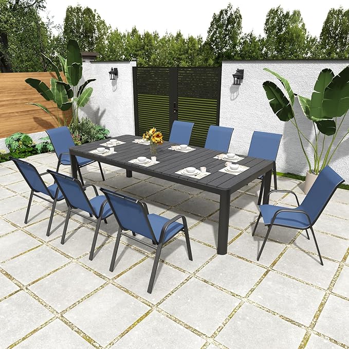 Patio Chairs Set of 6, Stackable Outdoor Dining Chairs for All Weather Textilene Fabric & Metal Frame, Outdoor Chairs Set for Backyard Deck Garden
