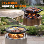 onlyfire Cast Iron Griddle Pan for Solo Stove 15" Ranger Fire Pit | Double Sided Reversible Grilling Pan with Detachable Legs, Extends Cooking Space for Outdoor Camping