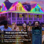 50FT Outdoor LED Strip Light Waterproof,IP68 Outside RGB+IC Light Strip with App/Remote Control,Chase Mode,Music Sync Rope Light for Balcony,Deck,Rooftop,Garden,Pool