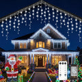 brightown christmas icicle lights outdoor, 66 feet 138, main product view
