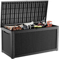 320 Gallon Resin Deck Box, Lockable Weatherproof Outdoor Storage Box for Furniture, Garden Tools and Tools Storage, Waterproof Outside Storage Boxes - Black