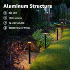 SUNVIE Low Voltage Pathway Lights LED Landscape Lights Low Voltage 3W 12-24V 3000K Landscape Lighting Cast-Aluminum Waterproof Landscape Path Lights for Yard Walkway Garden ETL Listed Cord, 4 Pack