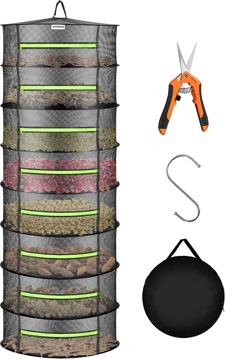 vivosun 8-layer mesh drying rack hanging design with, main product view