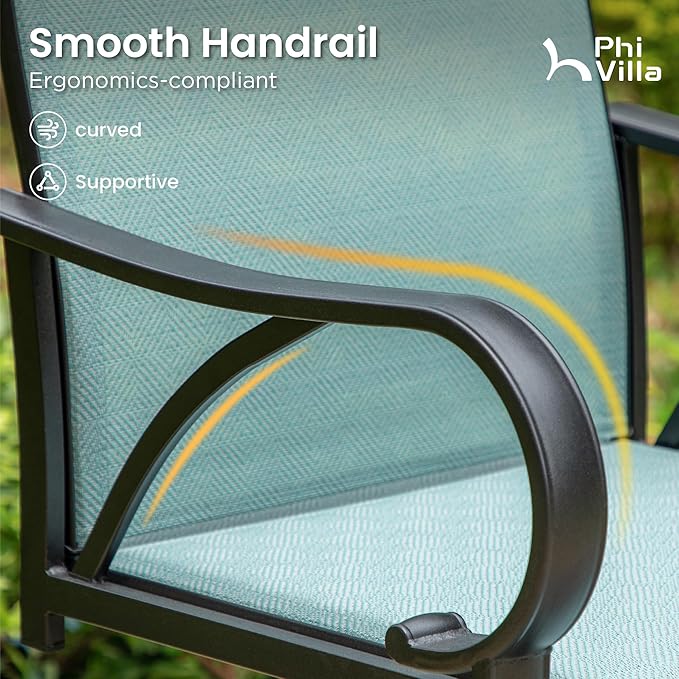 PHI VILLA Outdoor Bar Stools Set of 6, Swivel Patio Bar Stools & Chairs, High Top Bar Seating for Outside, Balcony，Porch and Backyard, Teal