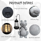 Frog Solar Garden Statues,Resin Frog Figurine Decorations with Solar Lights Lantern, Outdoor Figurines Lawn Garden Statue Decor Art for Lawn,Yard,Balcony Ornament,Gift for Home Mom.