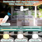 gliztech solar ceiling fan light,portable gazebo fan with, side view