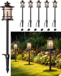 EDISHINE Low Voltage Pathway Lights Waterproof Landscape Path Lights 6 Pack | Hammered Glass, 3.4W 155LM 12V 3000K, 50,000H, Weatherproof for Yard, Garden, Driveway, Oil-Rubbed Bronze