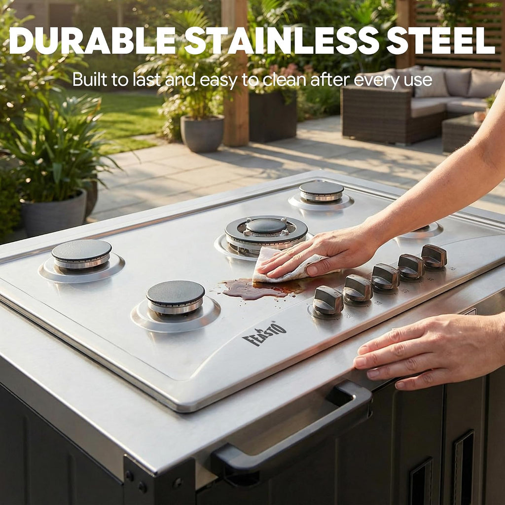 feasto modular outdoor kitchen island with 5-burner gas, package contents