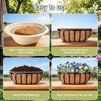 2 Pcs 24 Inch Trough Coco Liner for Window Box, 100% Natural Half Moon Coconut Coir Planter, Replaceable Coconut Fiber Liner for Window Boxes & Fence Flower Baskets (2, 24 inch)