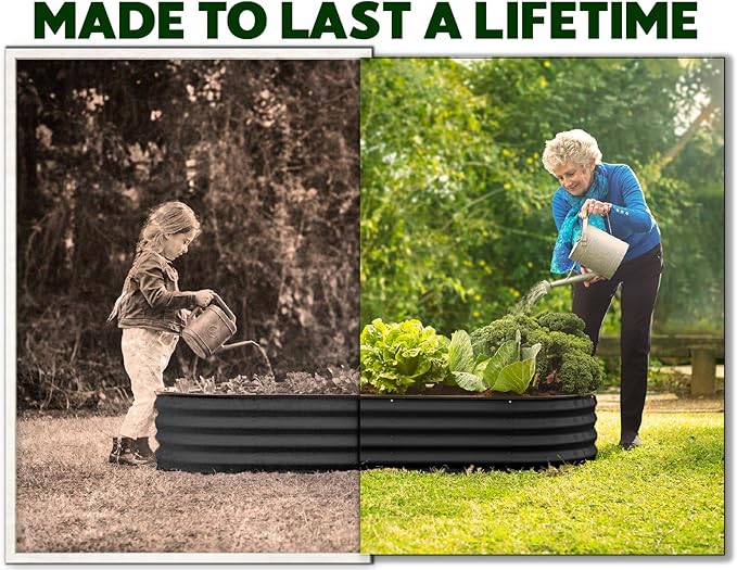 Plant & Plot Galvanized Raised Garden Beds Outdoor // 6×3×1 ft (2-Pack) Planter Raised Beds for Gardening, Vegetables, Flowers // Large Metal Garden Box // Patented Tool-Free Design (Black)