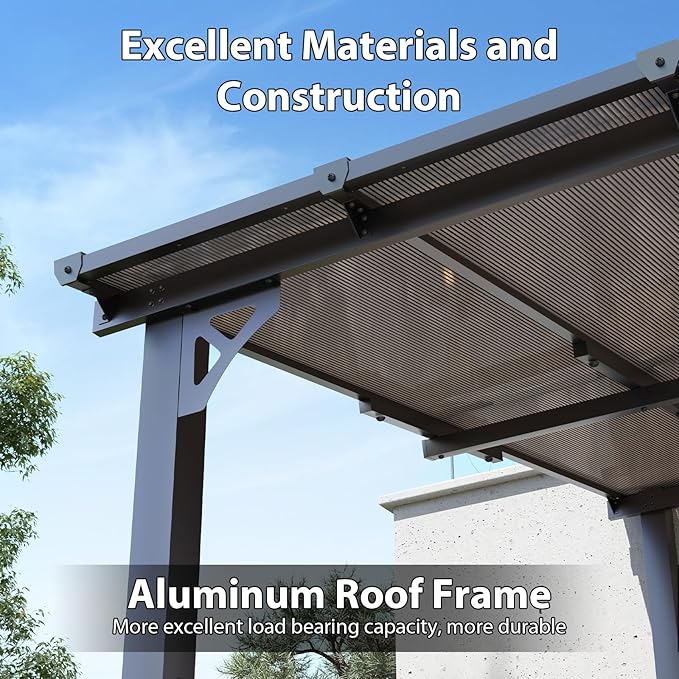 Aoxun 20'x10' Gazebo for Patio, Premium Pergola with Sloped Roof, Large Wall-Mounted Heavy Duty Awnings, for Backyard, Patio, Deck and More