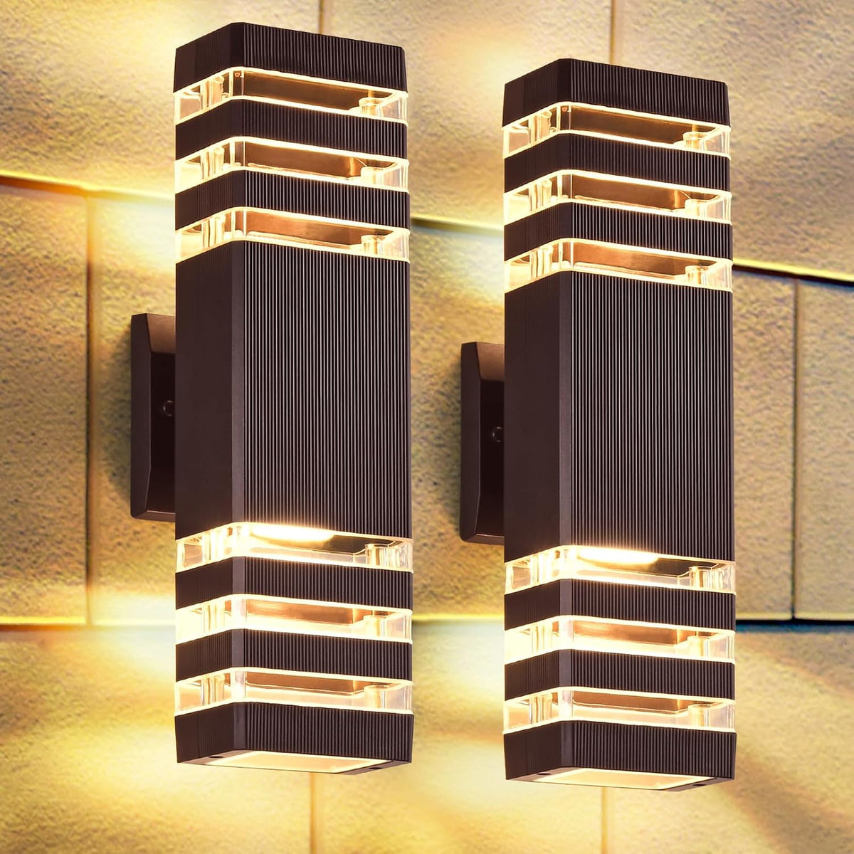 dastor up and down outdoor wall lights, 3-layer, main product view