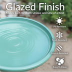 Sunnydaze Hand-Painted Ceramic Outdoor Bird Bath for Garden, 21” H, Seafoam | UV & Frost-Resistant Mineral Glazed Finish, 1 Gal Water Cap, Easy Assembly, Pedestal Bird Bath for Outside, Ceramic Birdbath
