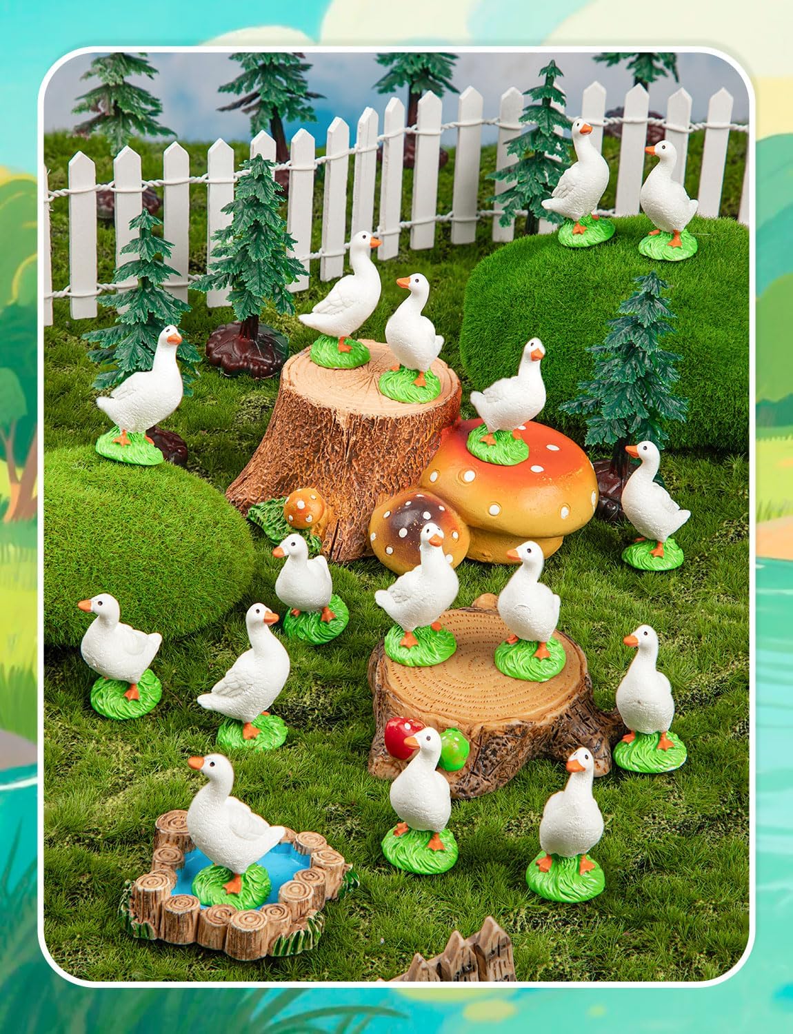 25pcs Mini Resin GooseT iny Animal Figurines Bulk | Small Desk Goose Decor for Garden Lawn Yard Micro Landscape Aquarium Potted Ornament DIY Craft