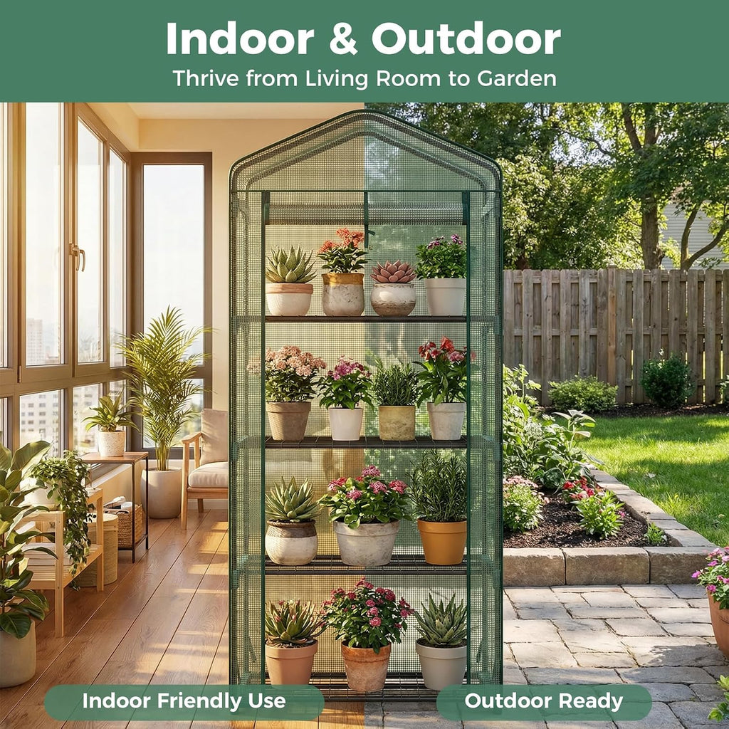 olixis 27"x19"x63" mini greenhouse, with durable zipper door, close-up detail