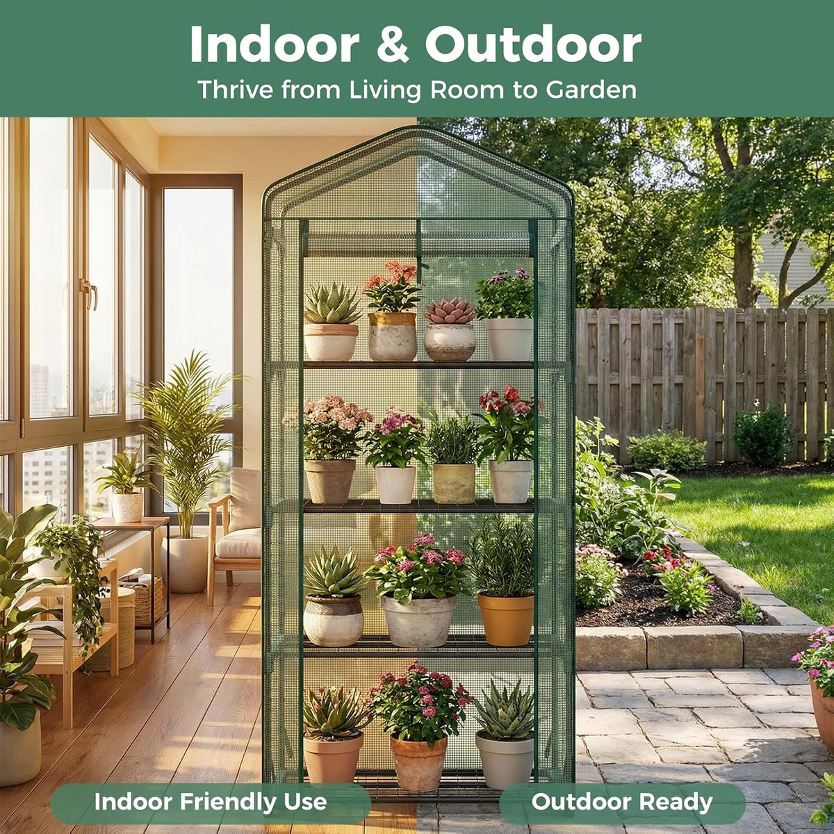 olixis 27"x19"x63" mini greenhouse, with durable zipper door, close-up detail