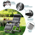 Padded Zero Gravity Chair, Folding Outdoor Lounge Chairs, Adjustable Reclining Camping Chairs with Cup Holder, Ergonomic Patio Lawn Chair for Balcony Beach Deck Yard