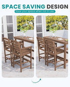 SERWALL Outdoor Bar Table and Chairs Set, Adirondack Bar Chairs Set of 2 and Bar Height Table, All Weather HDPE Patio Bar Set, Outdoor Furniture for Outside, Brown