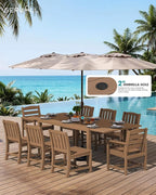 SERWALL Outdoor Expandable Dining Table 60" - 83", Patio Dining Table for 4-10 People, All Weather HDPE and Aluminum Outdoor Furniture for Backyard, Garden, Brown
