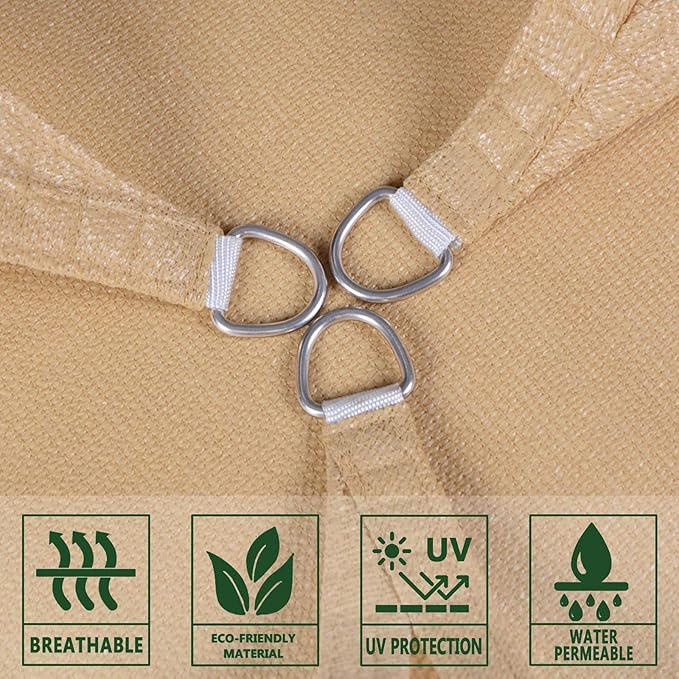 SUNLAX Sun Shade Sail 10' x 10' x 10' Sand Triangle Canopy Sail Shade Cover UV Block Permeable Sunshade Outdoor for Patio Backyard (We Make Custom Size)
