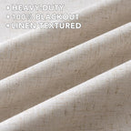 H.VERSAILTEX Linen Curtains 100% Blackout Curtains for Bedroom 108 inch Long Full Light Blocking Nature Linen Blended Window Curtains for Living Room Nickel Grommet (2 Panels, Heathered Natural)
